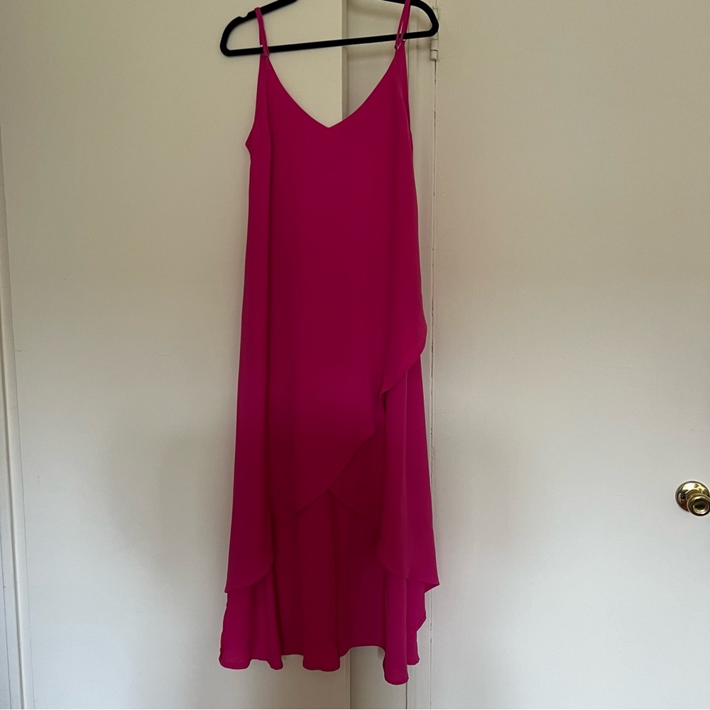 Bright Pink High-Low Maxi Dress